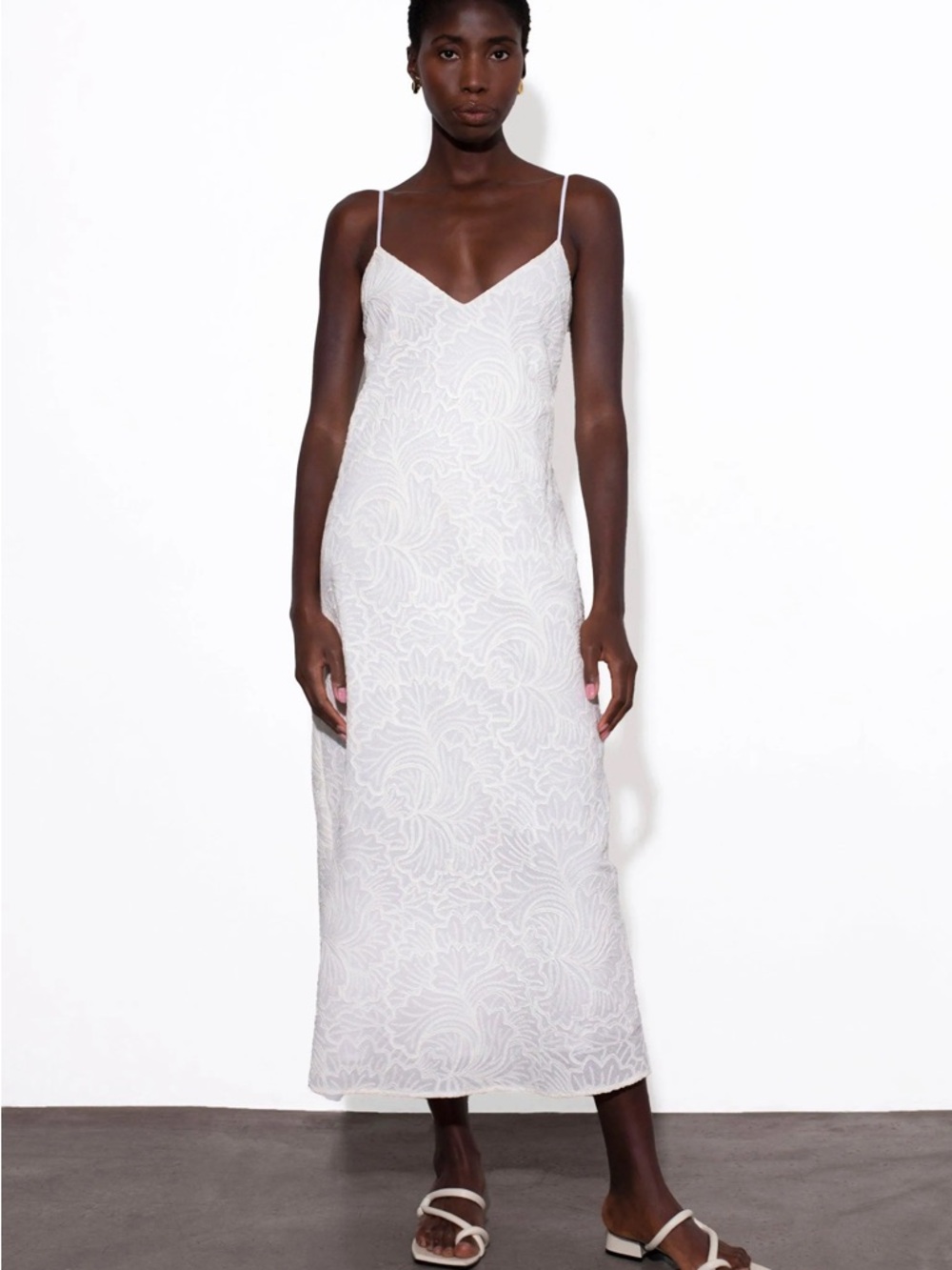 Mara Hoffman embroidered white slip dress large